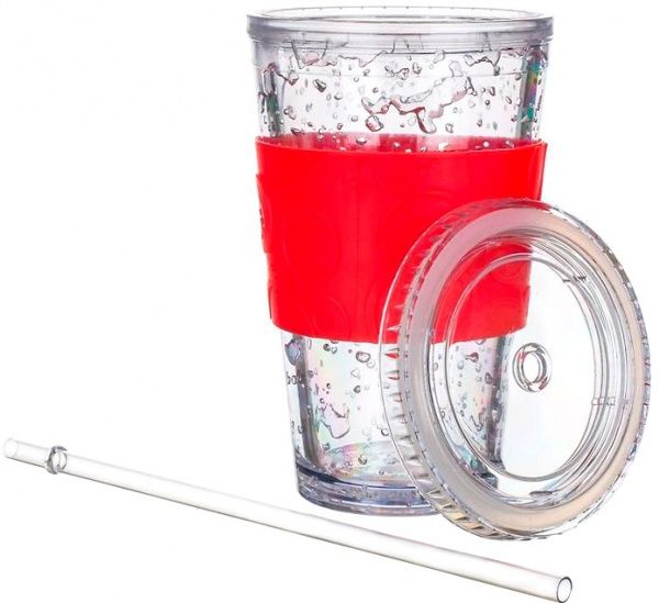 Стакан с охладителем Double 450 мл красный Banquet