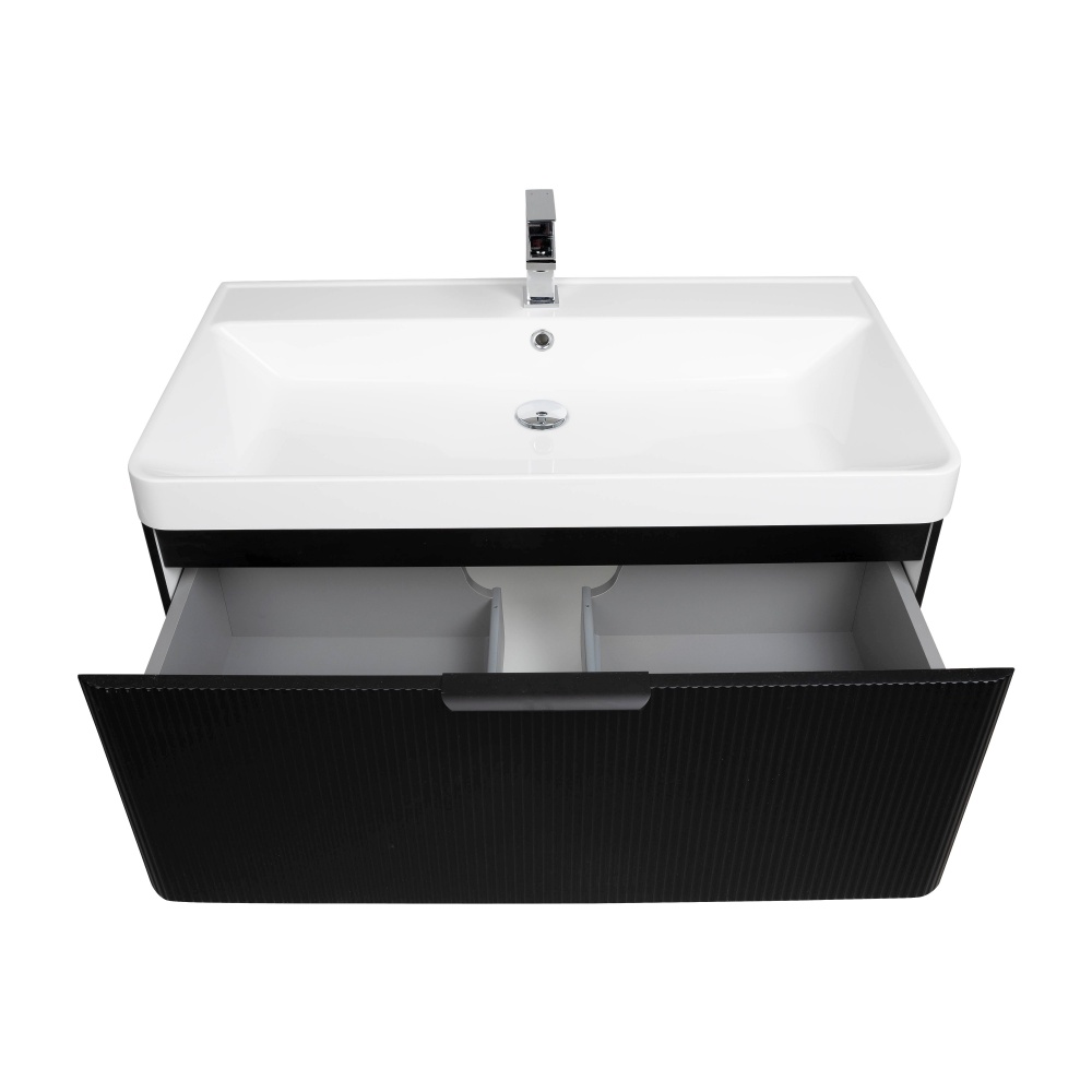 Тумба подвесная Aqua Rodos Frost Black с умывальником Deep 90 см (АР000127942)