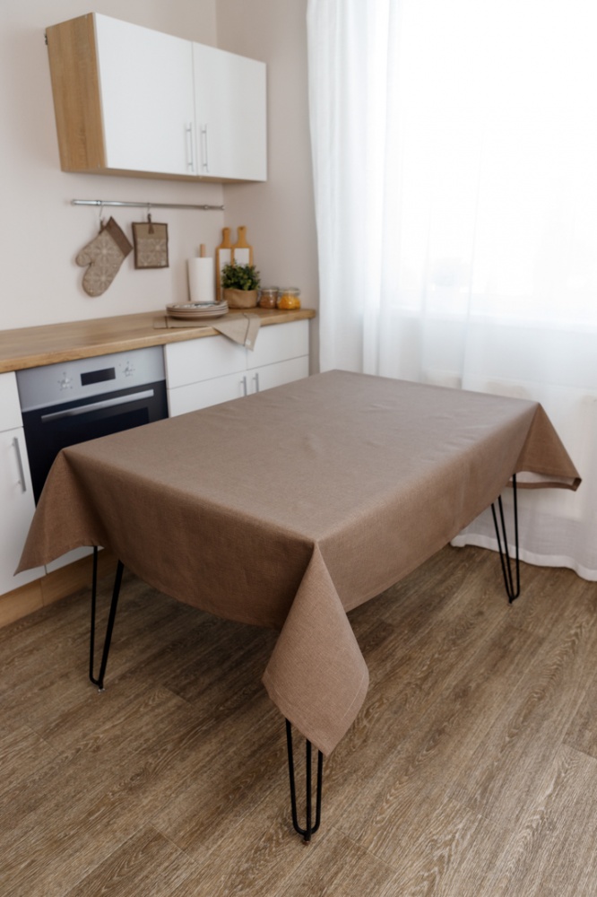 Скатерть Корица Коричневая 133x220 см Прованс