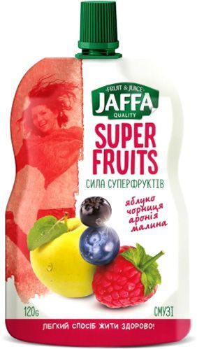 Смузі Jaffa Super Fruits з перетертих яблук, чорниці, чорноплідної горобини та малини 120 г