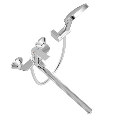 Змішувач для ванни Imprese HORAK L-вилив 400 мм, з душовим гарнітуром, хром