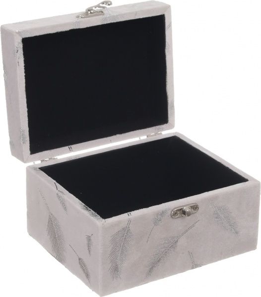 Сундук для украшений Листья 16х12х9 см белый с серебристым