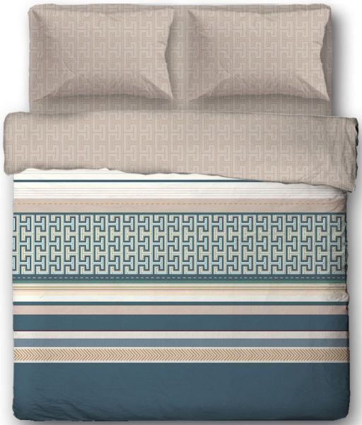 Комплект постельного белья Smart Line семейный бежевый с зеленым Ibodo 