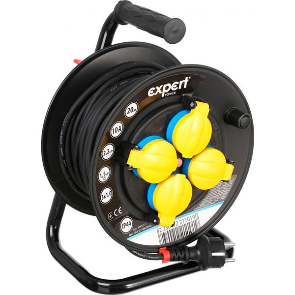 Удлинитель на катушке Expert Power ПВС 3х1,0 2,2 кВт без заземления 4 гн. черный 20 м BNG-CR4E3G10M20IP44 