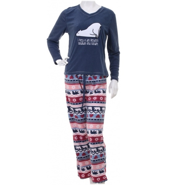 Костюм домашний женский La Nuit Home Christmas Bear р. XS синий с принтом 