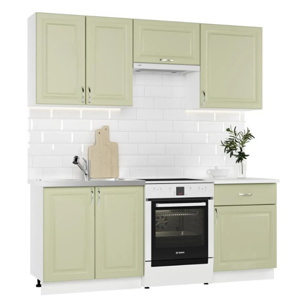 Кухня Грейд Лилия + столешница (7 уп.) МДФ 2м мята супермат/белый
