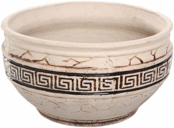 Горшок керамический Античний круглый 15л бежевый с рисунком 