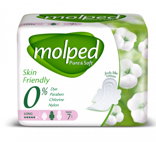 Прокладки гигиенические Molped Pure&Soft long 5 капель 7 шт.