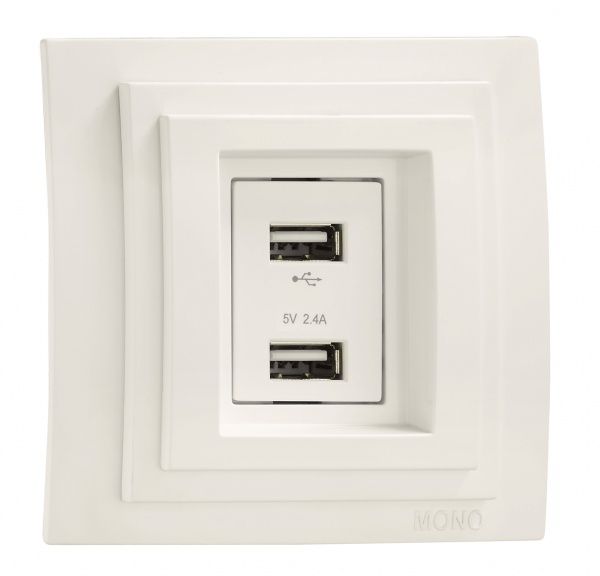Розетка USB двойная Mono Larissa крем 103-171705-178