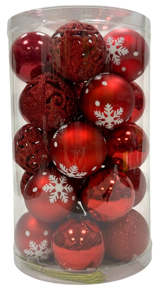 Куля новорічна завиток 25 шт 6 см червоний