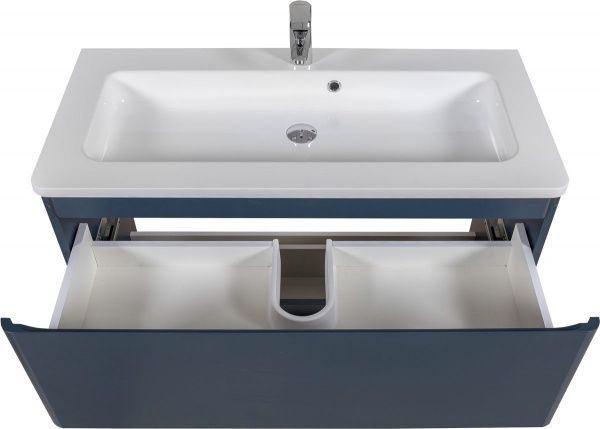 Тумба напольная Aqua Rodos Акцент синий мат с умывальником Альфа 100