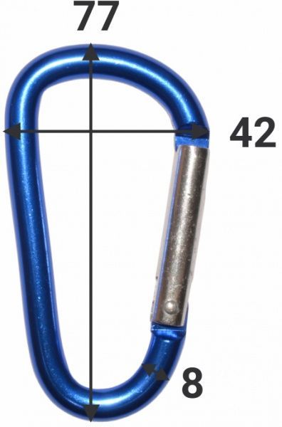 Карабін D-подібний алюмінієвий RD 8x80 мм