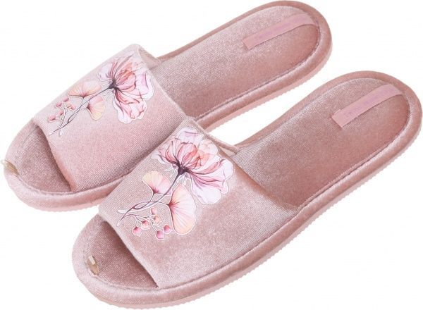 Капці домашні Twins HS-VL велюр з наліпкою р. 36/37 бежевий 