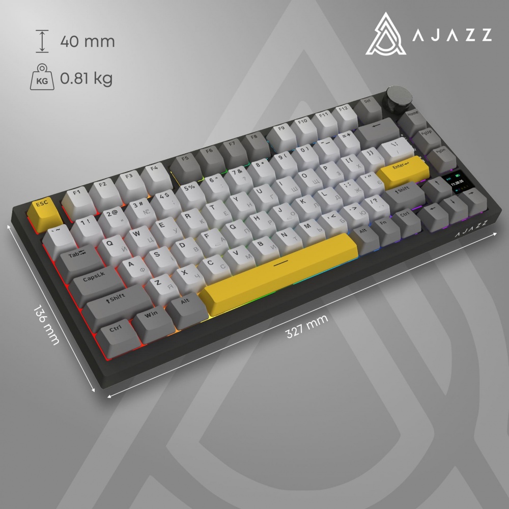 Клавиатура беспроводная Ajazz AK820 Pro Flying Fish Switch (AK820PRO-FF-BGY) black