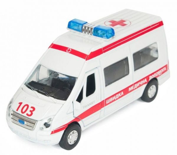 Іграшка Технопарк Автомодель - Ford Transit Реанімація зі звуковими і світловими ефектами 92798 1:43