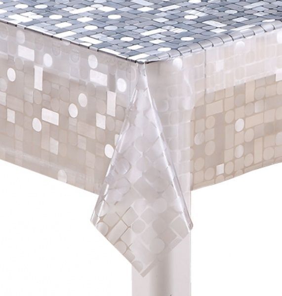 Скатерть 3Д ТСА059-001 Мозаика 137x200 см белый Даріана 