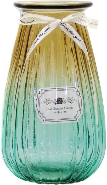 Ваза стеклянная желто-зеленая Crystal Rose 19 см YIWU