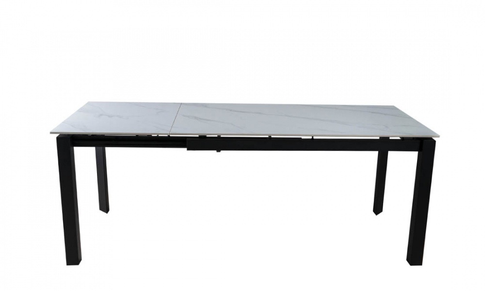 Стол обеденный Ларс 1200(1700)x800x750мм белый матовый/черный