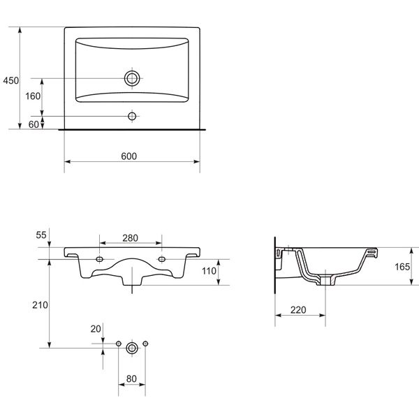 Умывальник Cersanit Como 60 см K32-011