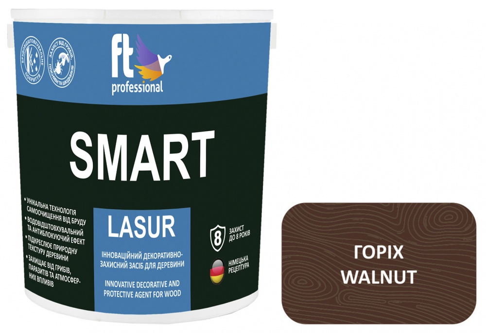 Захисний засіб FT Professional SMART LASUR горіх шовковистий мат 2,3 л