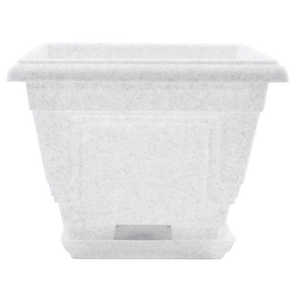 Горшок пластиковый Алеана Петуния квадратный 7,6л белый с серым (113015) 