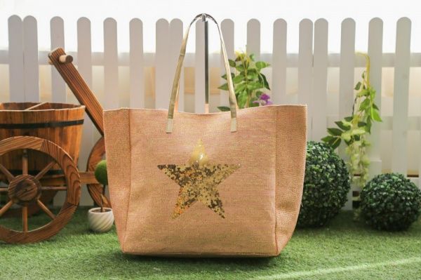 Сумка пляжная Bright Star бежевый с золотым 