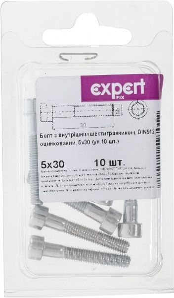 Болт метрический 5х30 мм DIN 912 5x30 мм 10 шт. клас прочности 5,8 Expert Fix