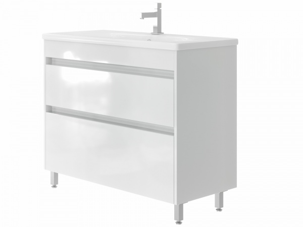 Тумба подвесная ЮВЕНТА Luton - 100 белая с умывальником Soft-100