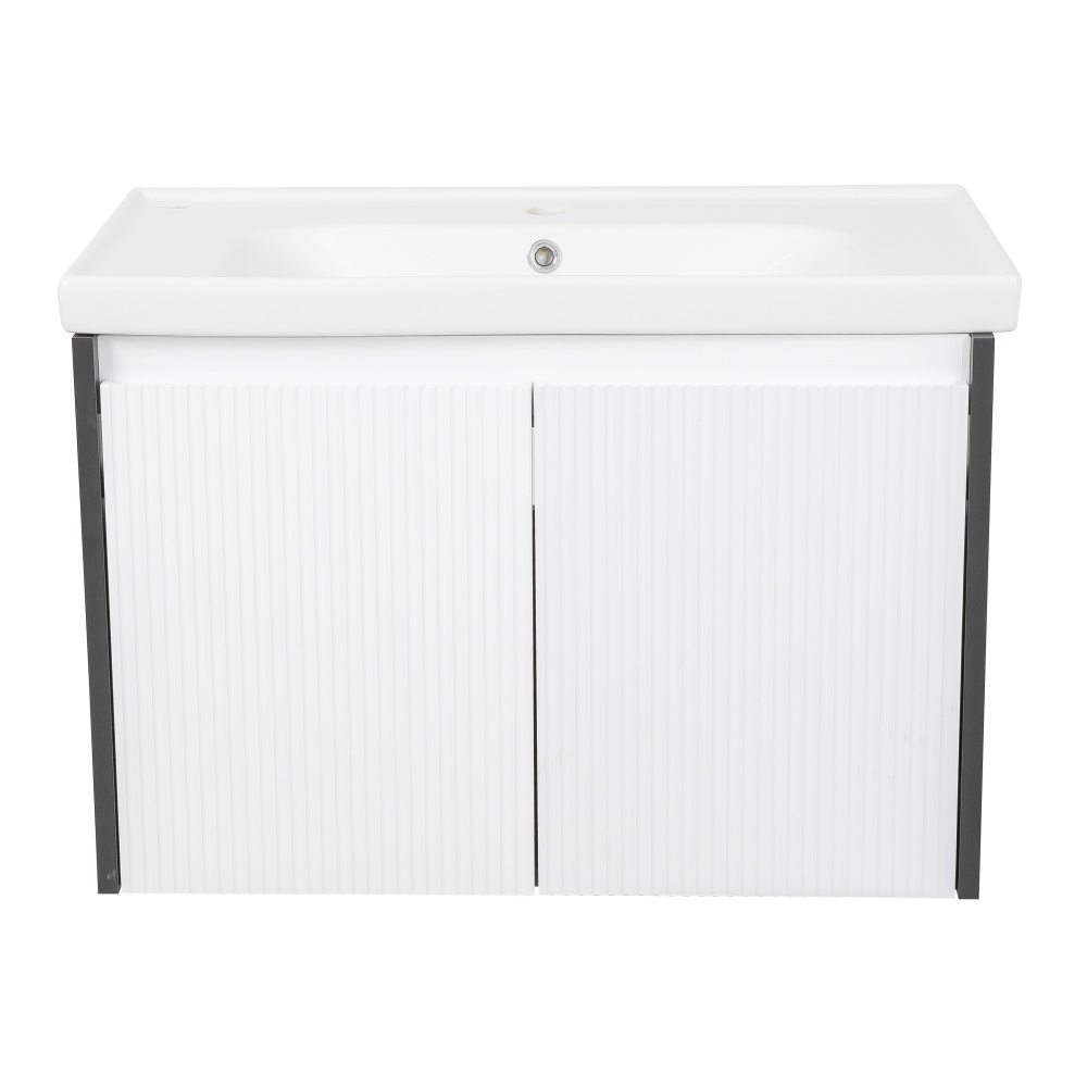 Тумба подвесная Aqua Rodos БАРСЕЛОНА с умывальником Frame 80 см антрацит-белый мат