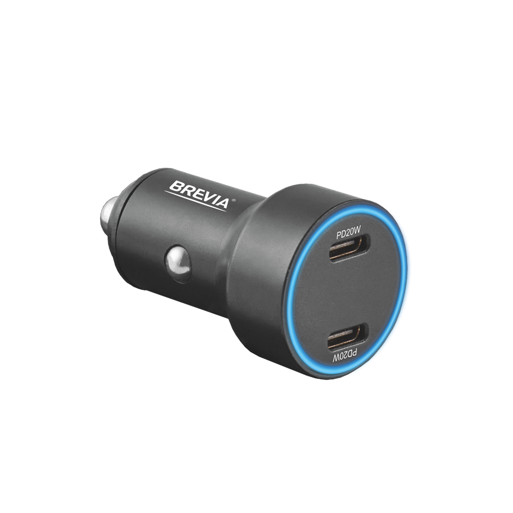 Автомобільний зарядний пристрій Brevia ePower DualCharge Display 40W 2xUSB-C