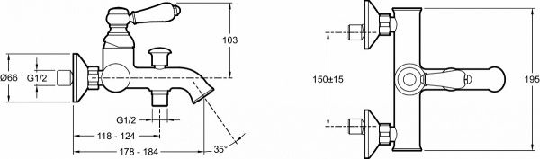 Смеситель для ванны/душа Jacob Delafon Louise E24363-CP без д/к