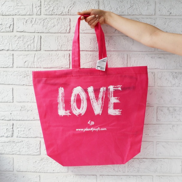 Сумка-шоппер 4PROFI на молнии 38x53 см с принтом розовый 