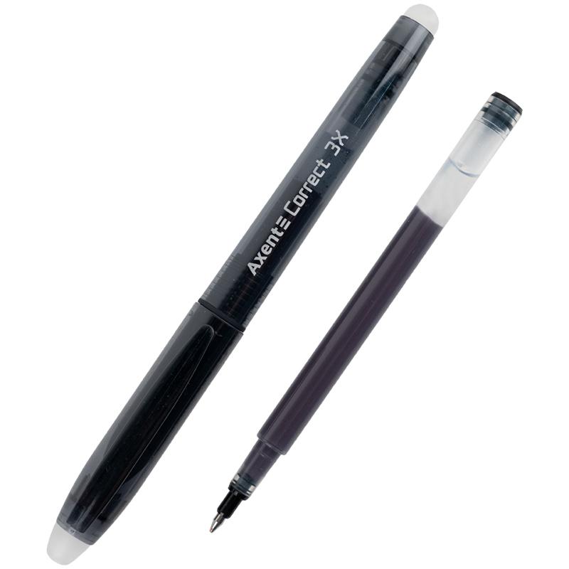 Ручка гелевая Axent пиши-стирай Correct 3Х черная AG1122-01-A