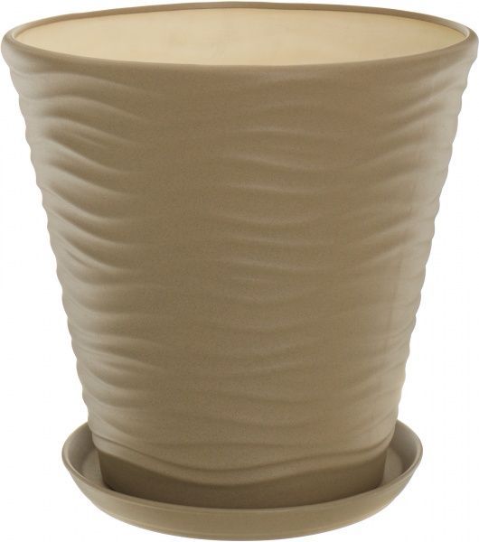 Горщик керамічний Оріана-Запоріжкераміка Нова Хвиля крихта круглий 13,5л капучино 