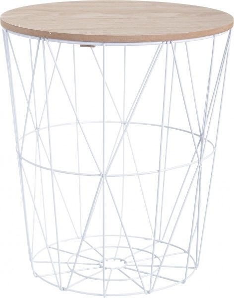 Стол-корзина Сканди 35х35х39 см натуральное дерево с белым 