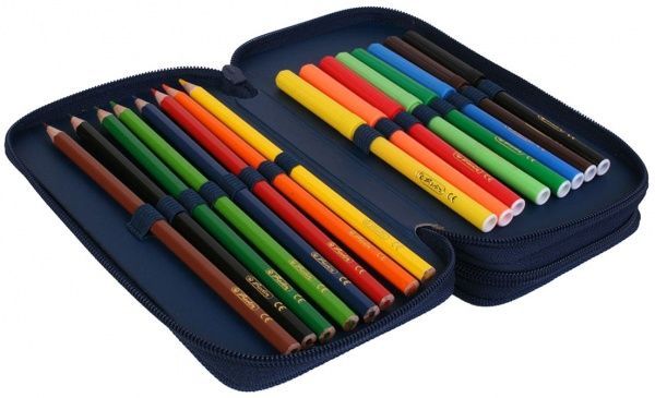 Пенал школьный Double Race Car 23 предмета 50026081 Herlitz синий