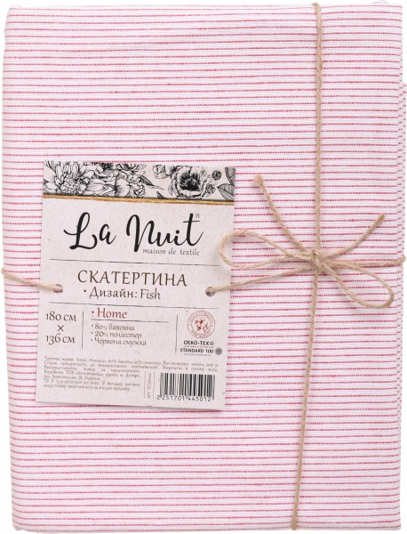 Скатерть Fish красная полоска 136x180 см красный La Nuit 