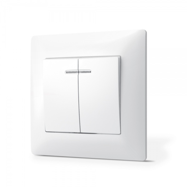 Вимикач двоклавішний Videx з підсвіткою білий TF-ST-SW2L-W