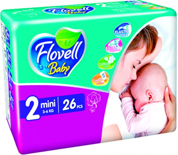Підгузки FLOVELL BABY ECO Pack 2 (3-6 кг ) 26 шт.