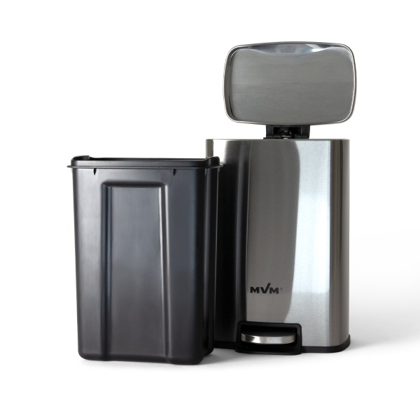 Відро з кришкою MVM BIN-15 5L SS STEEL SQUARE 5 л сталевий 