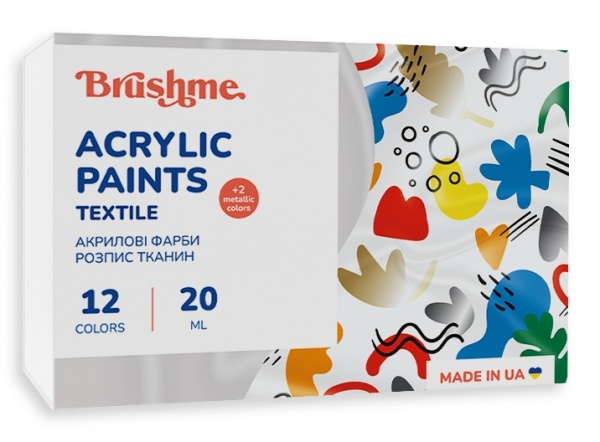 Набор акриловых красок текстильных металлик 12 шт. 20 мл Brushme