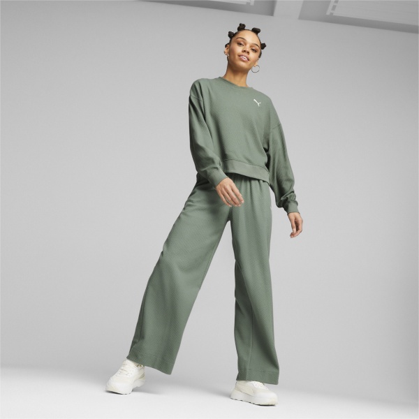 Брюки Puma HER HIGH WAIST STRAIGHT PANTS 67600744 р. XL зеленый