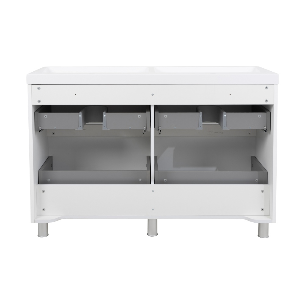 Тумба напольная Aqua Rodos VISTA белый глянец с умывальником Bar двойная чаша 120 см