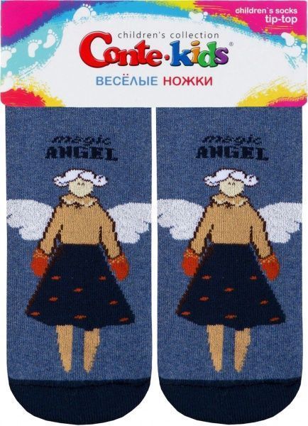 Носки детские Conte-Kids ВЕСЕЛЫЕ НОЖКИ (махровые, противоскольжения) рис. 291 17С-45СП р.16 джинс с рисунком 