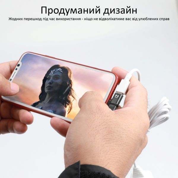 Перехідник Promate iHinge-LT 2 в 1 Lightning to Lightning Audiо & Sync/Charge Black сірий (ihinge-lt.grey) 