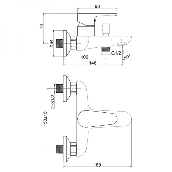 Смеситель для ванны/душа Cersanit Сersania S951-235