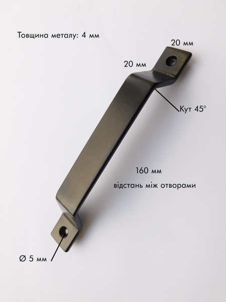 Меблева ручка скоба Loft RAL 9005 128 мм чорний