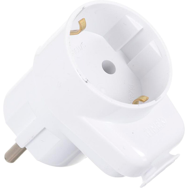 Электровилка угловая E.NEXT Uni-Schuko WT-16U/G-S с заземлением 250В 16А пластик белый