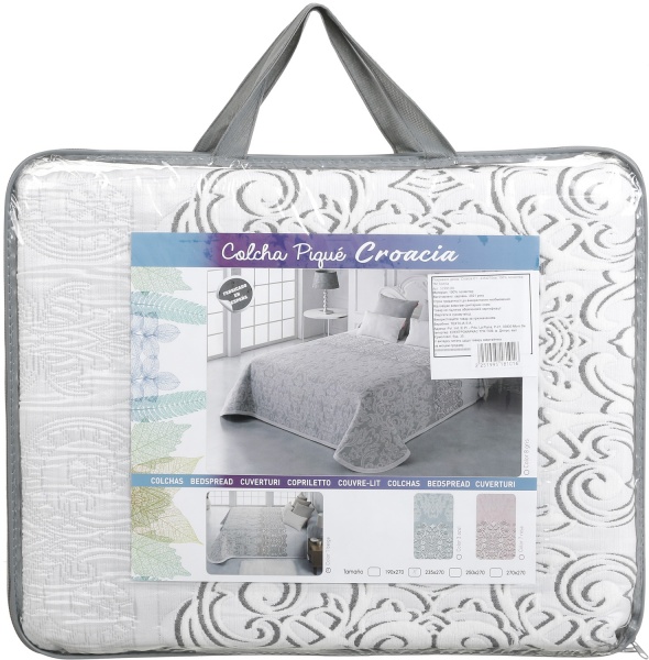 Покрывало Croacia C1 235x270 см Textilia серый с белым 