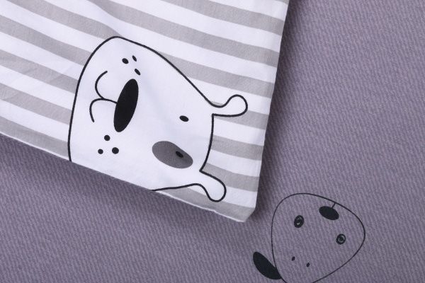 Комплект постільної білизни Happy dogs двоспальний різнокольоровий принт La Nuit 